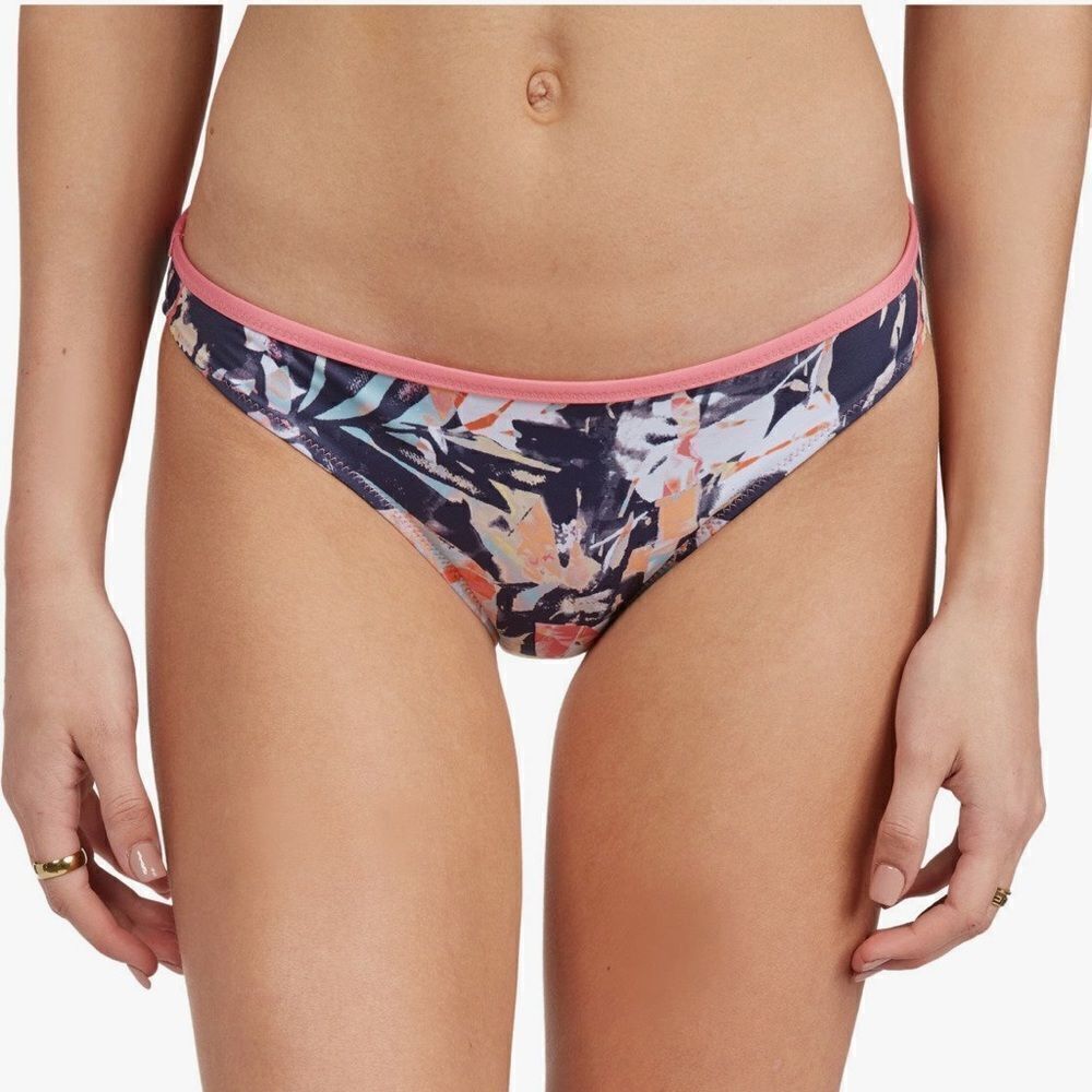 Roxy‎ Fitness Pink Blue Regular Bikini Bottoms Size Large